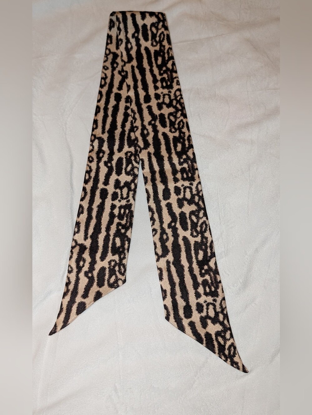 Coach Animal Print Skinny Scarf Beige Black VGC
